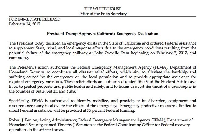 Trump administration approves Governor Brown's disaster relief requests