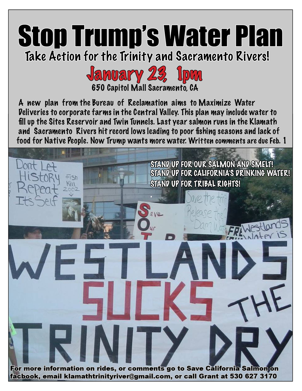 Delta and River Advocates Will Rally at Capitol to Oppose Maximizing Delta Exports; USBR Comment Meeting to Follow