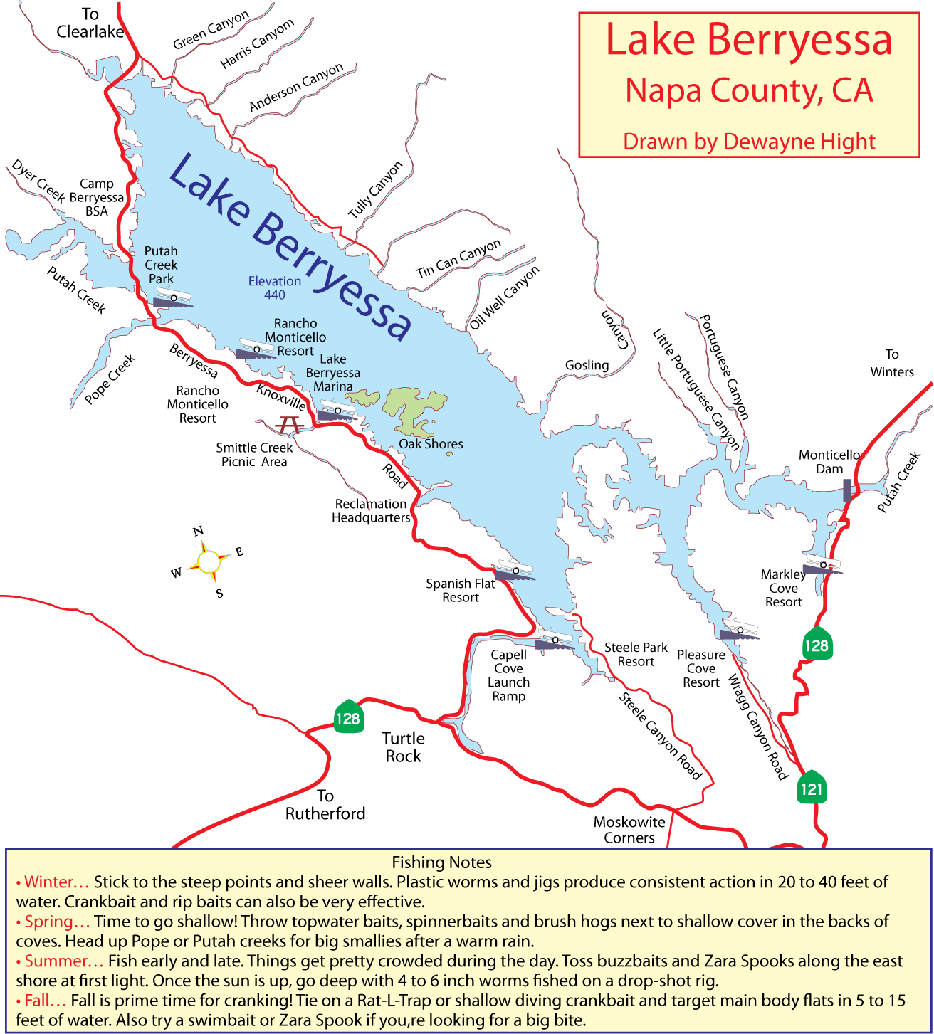 Berryessa Reservoir Map