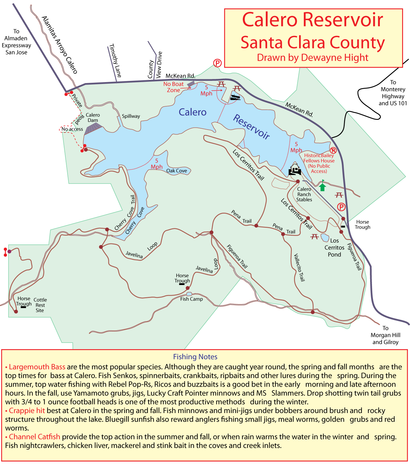 Calero Reservoir Map