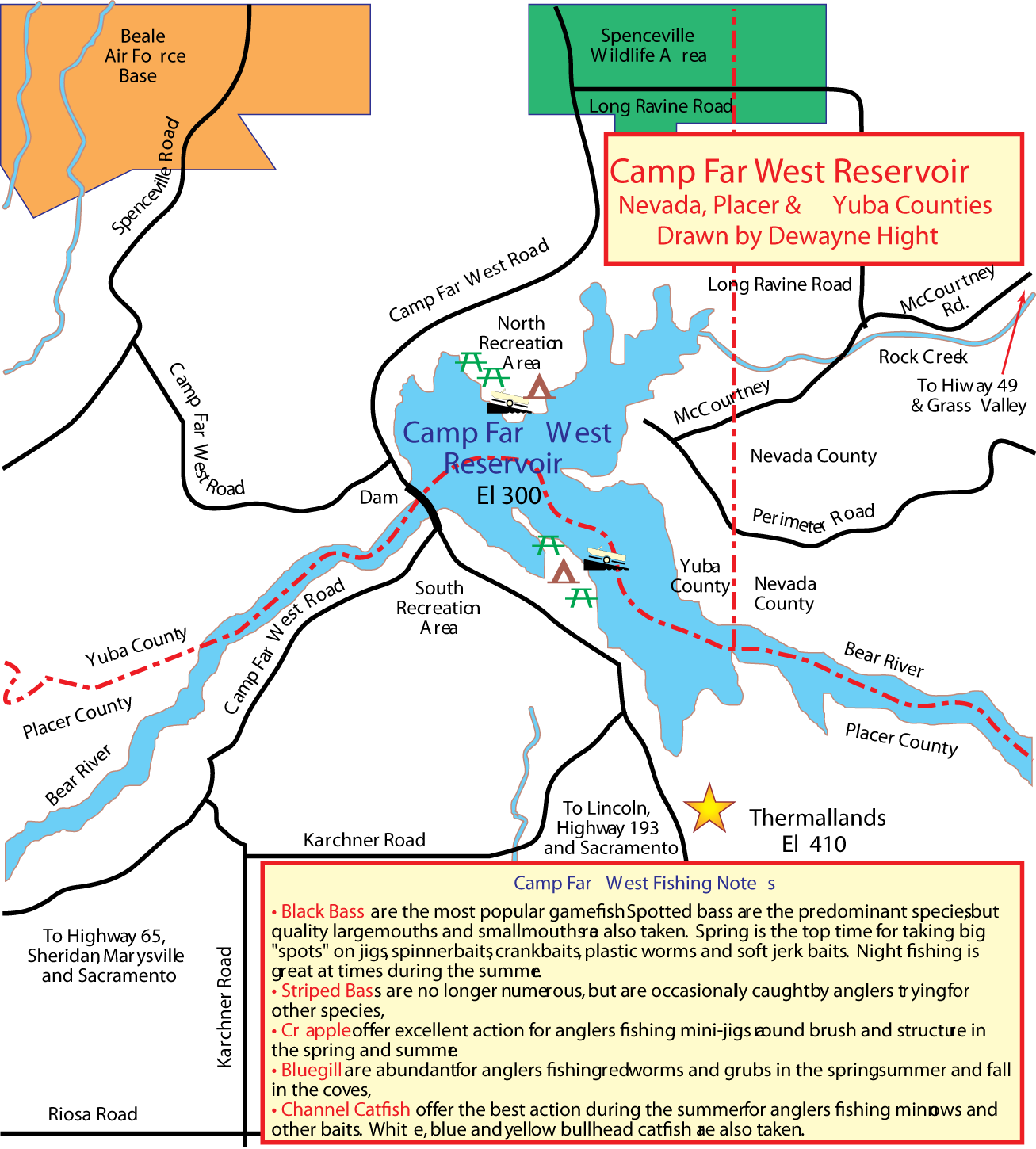 Camp Far West Reservoir Map