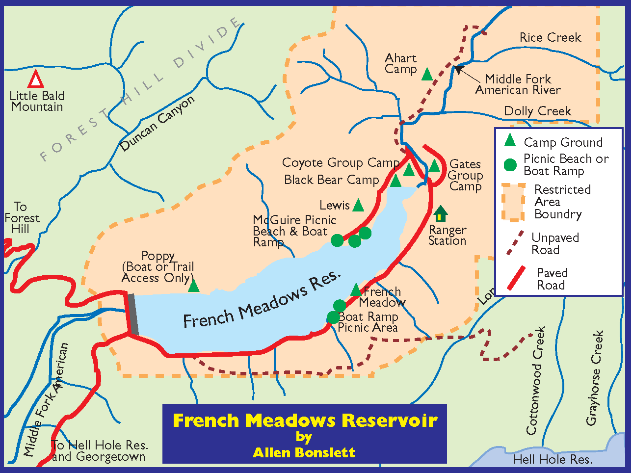 French Meadows Reservoir Map