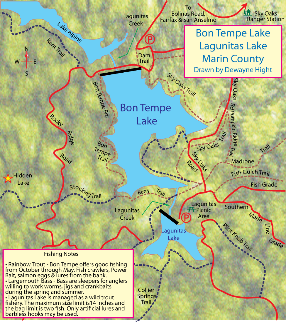 Marin County Lakes Bon Tempe Map