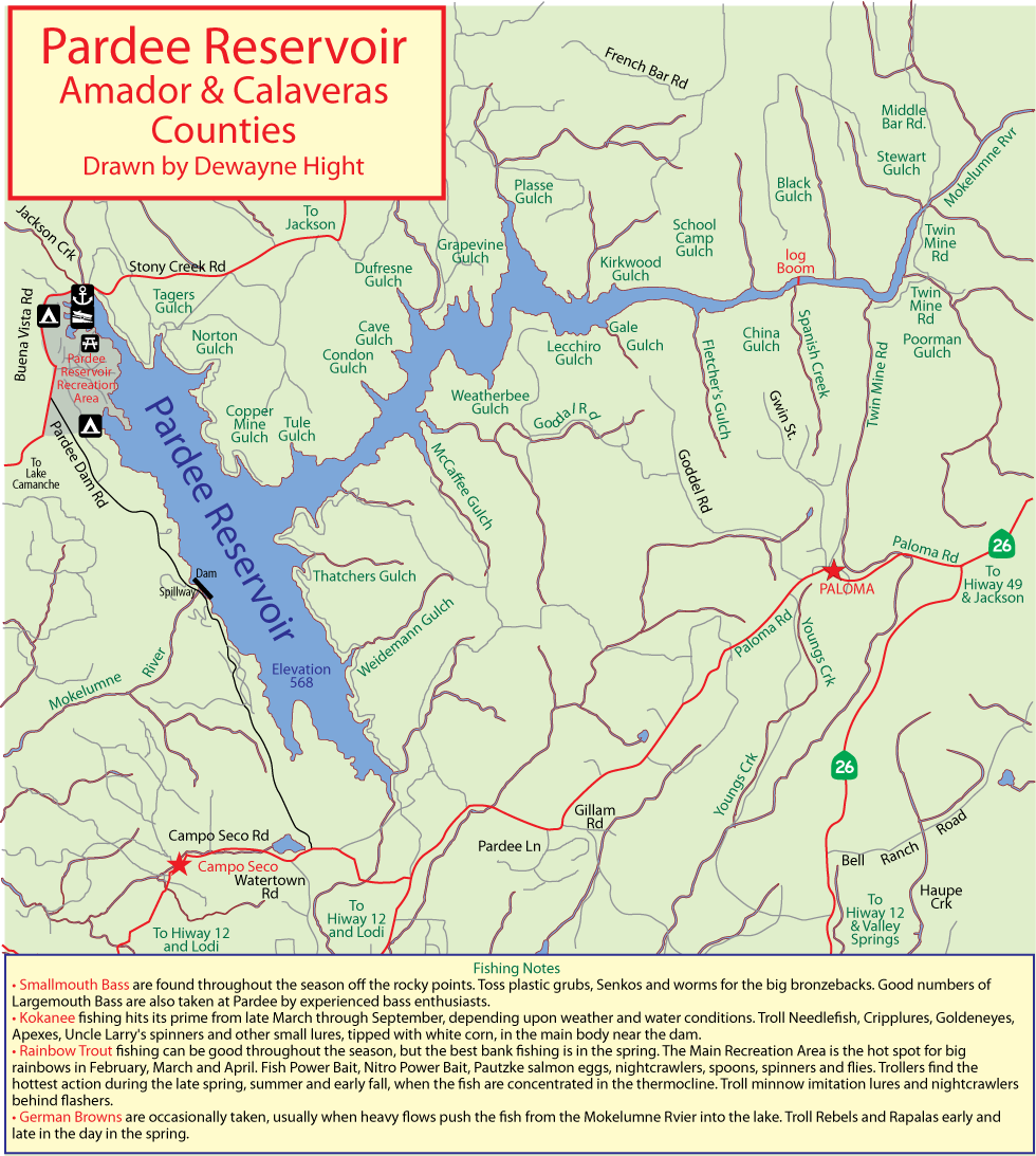 Pardee Reservoir Map