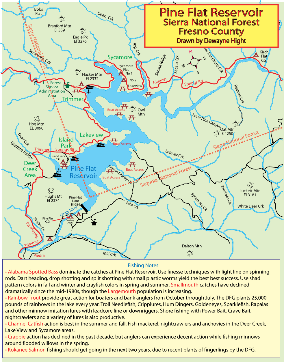 Pine Flat Reservoir Map