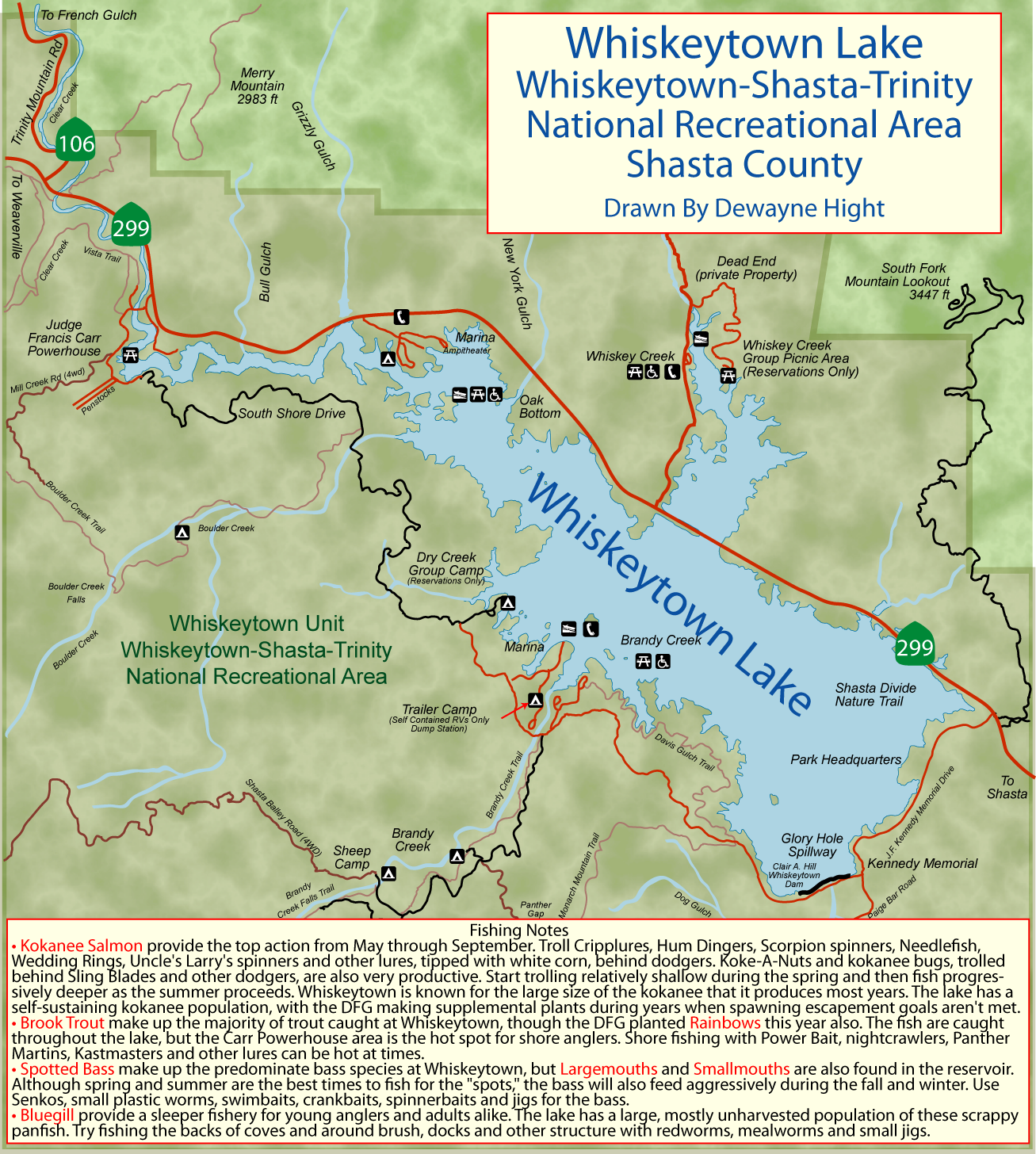 Whiskeytown Reservoir Map