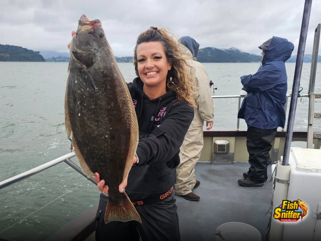 Tanya with a 24 inch Halibut out of Berkeley Flats